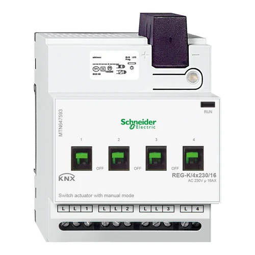 Schneider KNX Switch Actuator REG-K/4x230/16 with Manual Mode (MTN647593)