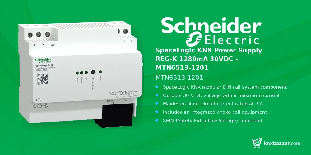Schneider SpaceLogic KNX 1280mA Power Supply MTN6513-1201