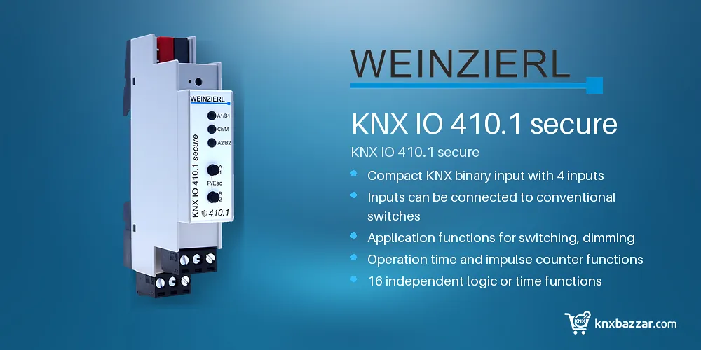 WEINZIERL KNX IO 410.1 secure 4-input binary input DIN rail device