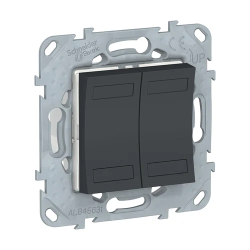 Schneider New Unica KNX 2-gang Automation Switch Anthracite - NU553154