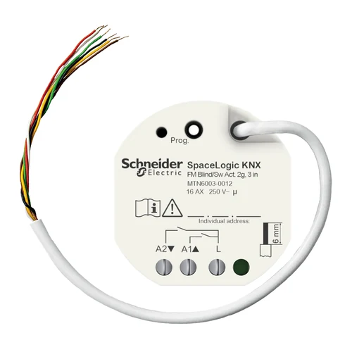 Schneider SpaceLogic KNX Secure Flush-Mounted 2-Gang Switch/Blind Actuator with 3 Binary Inputs (MTN6003-0012)