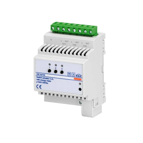GEWISS GWA9103 KNX Switch Actuator with Energy Metering - 3-Channel 16AX (4 DIN Modules)