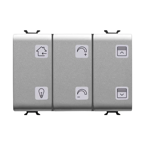 GEWISS GW14783A - KNX 6-Channel Push Button Panel with Interchangeable Symbols (3 Modules, Titanium, Chorusmart)