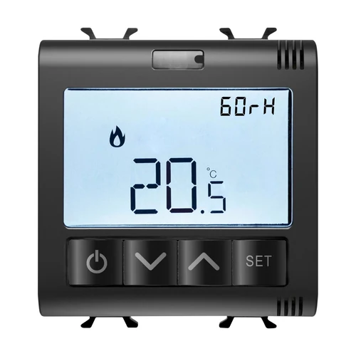 GEWISS GW12709 ChoruSmart Connected Thermostat with Humidity Measurement - Zigbee - Satin Black