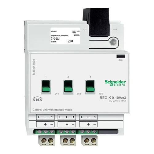 Schneider SpaceLogic KNX 0-10V Proportional Control Unit 3-Gang (MTN646991)