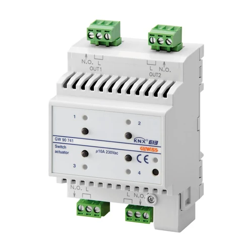GEWISS GW90741 4-Channel 10A KNX Switching Actuator (4 DIN Modules)
