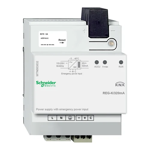 Schneider SpaceLogic KNX Power Supply REG-K/320 mA with Emergency Input (MTN683832)