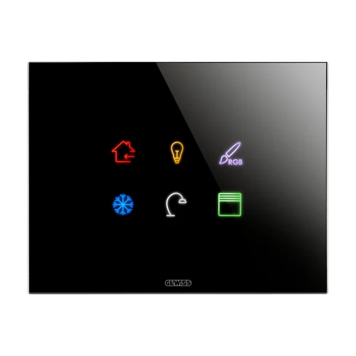 GEWISS ChoruSmart ICE Touch KNX Glass Decorative Frame 6-Touch Areas - Black (GW16946CN)