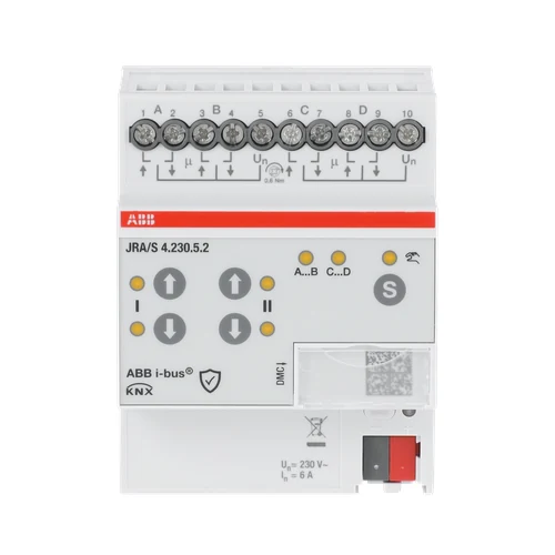 ABB JRA/S4.230.5.2 Blind/Roller Shutter Actuator, Travel Detection, 4-f, 230 V AC, Manual Operation, MDRC