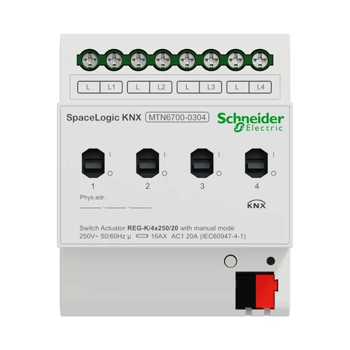 Schneider SpaceLogic KNX 4-Channel 20A Hybrid Switch Actuator (MTN6700-0304)