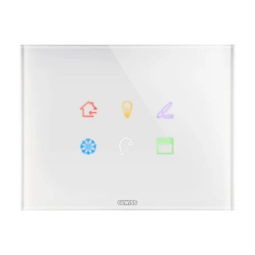 GEWISS ICE Touch KNX Glass Decorative Frame - 6 Touch Areas - White (GW16946CB)