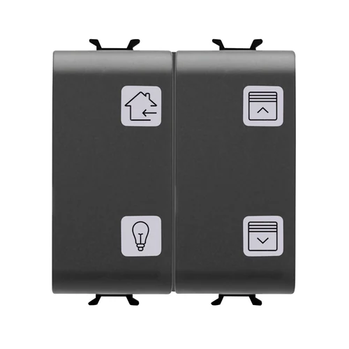 GEWISS ChorusMart 4-Channel KNX Push-Button Panel - 2 Modules Black (GW12787)