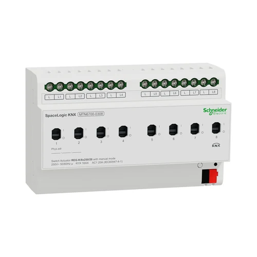 Schneider SpaceLogic KNX 8-Channel 20A Switch Actuator with Manual Mode (MTN6700-0308)