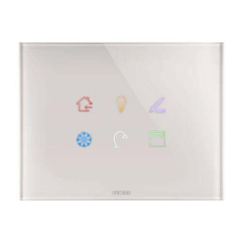 GEWISS GW16946CL Ice Touch Glass Plate 6 Touch Areas Beige ChoruSmart KNX