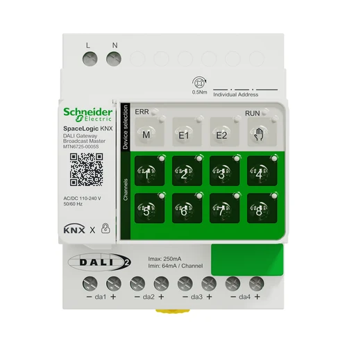 Schneider SpaceLogic KNX Secure DALI Broadcast Master Gateway (4 Channels) - MTN6725-0005S