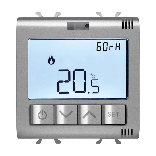 GEWISS GW14709 ChoruSmart Connected Thermostat with Humidity Sensor - Zigbee (Titanium)