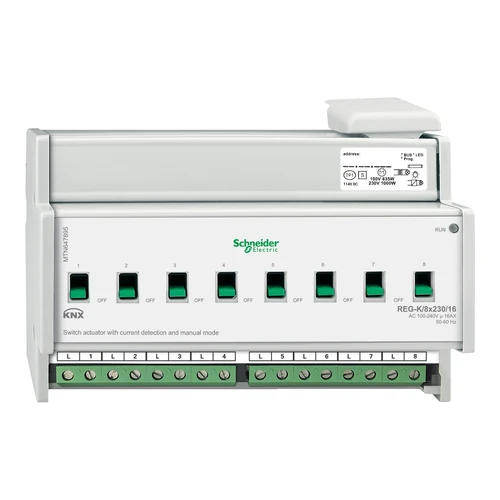 Schneider KNX Switch Actuator REG-K/8x230/16 with Manual Mode and Current Detection (MTN647895)