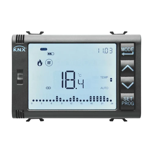 GEWISS GW12794H Timed Thermostat with Humidity Control - KNX ChorusMart 3-Module Black