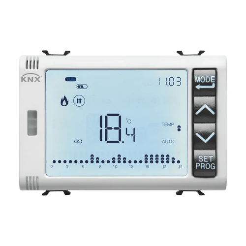 GEWISS GW15794H ChoruSmart 3-Module KNX Timed Thermostat with Humidity Control - Satin White