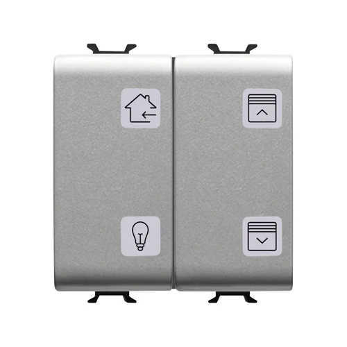 GEWISS GW14787 KNX 4-Channel 2-Module Push-Button Panel with Interchangeable Symbols - Titanium (ChorusMart)